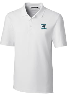 Cutter and Buck Carolina Panthers Mens White HISTORIC Forge Short Sleeve Polo