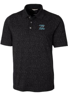 Cutter and Buck Carolina Panthers Mens Black Historic Advantage Space Dye Short Sleeve Polo