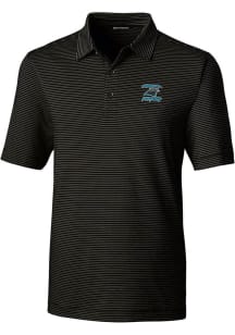 Cutter and Buck Carolina Panthers Mens Black Historic Forge Pencil Stripe Short Sleeve Polo
