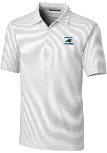 Cutter and Buck Carolina Panthers Mens White Historic Forge Pencil Stripe Short Sleeve Polo