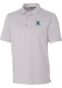 Cutter and Buck Carolina Panthers Mens Grey Historic Forge Heathered Short Sleeve Polo
