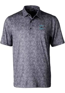 Cutter and Buck Carolina Panthers Mens Black Historic Pike Constellation Short Sleeve Polo