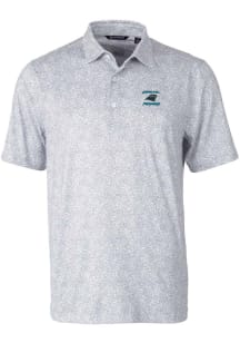 Cutter and Buck Carolina Panthers Mens Grey HISTORIC Pike Short Sleeve Polo