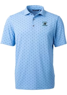 Cutter and Buck Carolina Panthers Mens Light Blue Historic Virtue Eco Pique Tle Short Sleeve Pol..