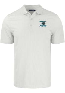 Cutter and Buck Carolina Panthers Mens White HISTORIC Pike Symmetry Short Sleeve Polo