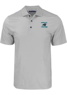 Cutter and Buck Carolina Panthers Mens Grey HISTORIC Pike Eco Geo Print Short Sleeve Polo