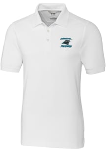 Cutter and Buck Carolina Panthers Mens White HISTORIC Advantage Short Sleeve Polo