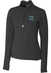 Cutter and Buck Carolina Panthers Womens Black HISTORIC Traverse 1/4 Zip Pullover