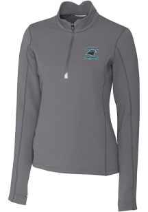 Cutter and Buck Carolina Panthers Womens Grey HISTORIC Traverse 1/4 Zip Pullover