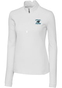 Cutter and Buck Carolina Panthers Womens White HISTORIC Traverse 1/4 Zip Pullover