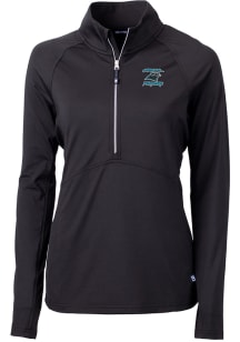 Cutter and Buck Carolina Panthers Womens Black HISTORIC Adapt Eco 1/4 Zip Pullover