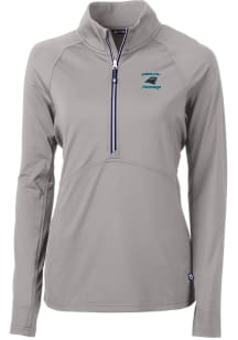 Cutter and Buck Carolina Panthers Womens Grey HISTORIC Adapt Eco 1/4 Zip Pullover
