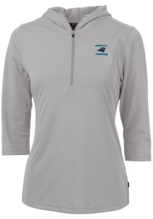 Cutter and Buck Carolina Panthers Womens Grey HISTORIC Virtue Eco Pique Hooded Sweatshirt