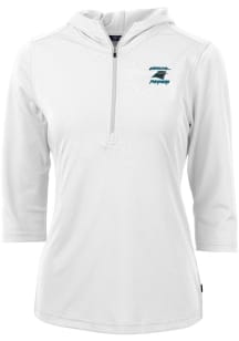 Cutter and Buck Carolina Panthers Womens White HISTORIC Virtue Eco Pique Hooded Sweatshirt