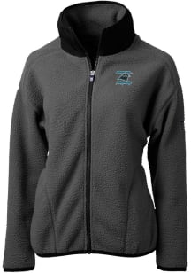 Cutter and Buck Carolina Panthers Womens Grey HISTORIC Cascade Sherpa Long Sleeve Full Zip Jacke..