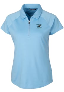 Cutter and Buck Carolina Panthers Womens Light Blue HISTORIC Forge Short Sleeve Polo Shirt