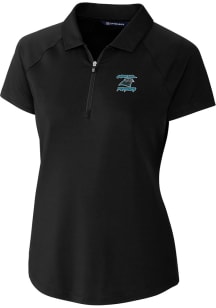 Cutter and Buck Carolina Panthers Womens Black HISTORIC Forge Short Sleeve Polo Shirt
