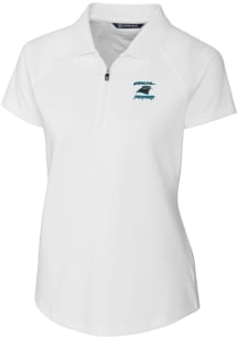 Cutter and Buck Carolina Panthers Womens White HISTORIC Forge Short Sleeve Polo Shirt