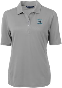Cutter and Buck Carolina Panthers Womens Grey Historic Virtue Eco Pique Short Sleeve Polo Shirt
