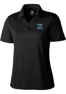 Cutter and Buck Carolina Panthers Womens Black HISTORIC Drytec Genre Short Sleeve Polo Shirt