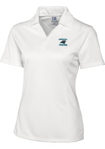 Cutter and Buck Carolina Panthers Womens White HISTORIC Drytec Genre Short Sleeve Polo Shirt