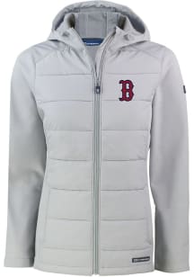 Cutter and Buck Boston Red Sox Womens Grey Evoke Hood Heavy Weight Jacket