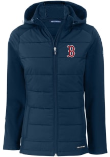 Cutter and Buck Boston Red Sox Womens Navy Blue Evoke Hood Heavy Weight Jacket
