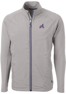 Cutter and Buck Atlanta Braves Mens Grey City Connect Adapt Eco Big and Tall Light Weight Jacket