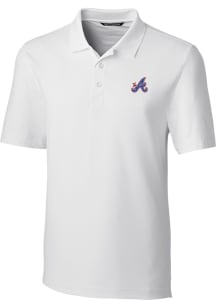 Cutter and Buck Atlanta Braves Big and Tall White City Connect Forge Big and Tall Golf Shirt