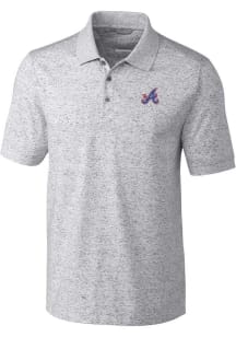 Cutter and Buck Atlanta Braves Big and Tall Grey City Connect Space Dye Big and Tall Golf Shirt