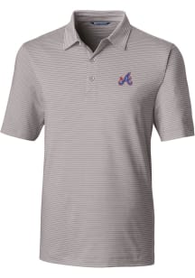 Cutter and Buck Atlanta Braves Grey City Connect Forge Pencil Stripe Big and Tall Polo