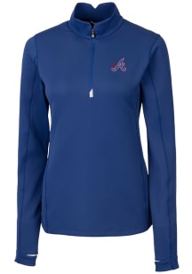 Cutter and Buck Atlanta Braves Womens Blue City Connect Traverse 1/4 Zip Pullover
