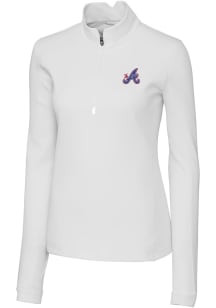 Cutter and Buck Atlanta Braves Womens White City Connect Traverse 1/4 Zip Pullover