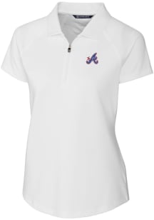 Cutter and Buck Atlanta Braves Womens White City Connect Forge Short Sleeve Polo Shirt