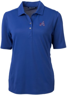 Cutter and Buck Atlanta Braves Womens Blue City Connect Virtue Eco Pique Short Sleeve Polo Shirt