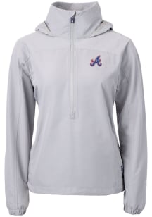 Cutter and Buck Atlanta Braves Womens Grey City Connect Charter Eco Long Sleeve Pullover