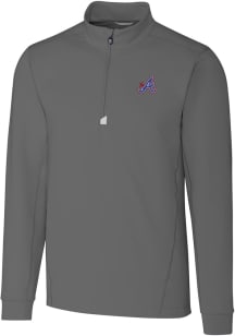 Cutter and Buck Atlanta Braves Mens Grey City Connect Traverse Long Sleeve 1/4 Zip Pullover