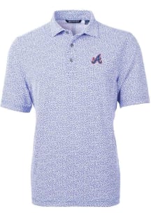 Cutter and Buck Atlanta Braves Mens Blue City Connect Virtue Eco Pique Short Sleeve Polo