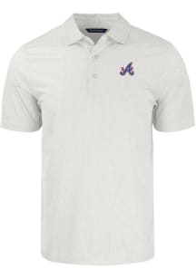 Cutter and Buck Atlanta Braves Mens White City Connect Pike Symmetry Short Sleeve Polo