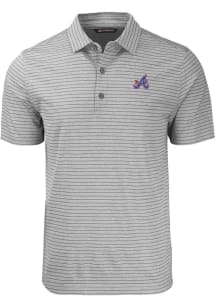 Cutter and Buck Atlanta Braves Mens Grey City Connect Forge Heather Stripe Short Sleeve Polo