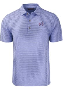Cutter and Buck Atlanta Braves Mens Blue City Connect Forge Heather Stripe Short Sleeve Polo
