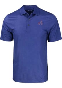 Cutter and Buck Atlanta Braves Mens Blue City Connect Pike Eco Geo Print Short Sleeve Polo