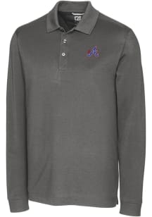 Cutter and Buck Atlanta Braves Mens Grey City Connect Advantage Long Sleeve Polo Shirt