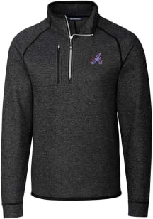 Cutter and Buck Atlanta Braves Mens Charcoal City Connect Mainsail Long Sleeve 1/4 Zip Pullover