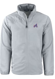 Cutter and Buck Atlanta Braves Mens Grey City Connect Charter Eco Light Weight Jacket