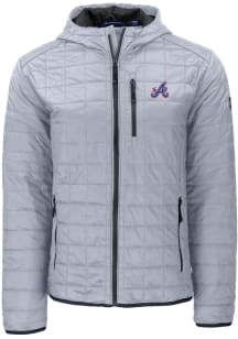 Cutter and Buck Atlanta Braves Mens Grey City Connect Rainier PrimaLoft Hooded Filled Jacket