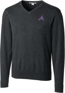 Cutter and Buck Atlanta Braves Mens Charcoal City Connect Lakemont Long Sleeve Sweater