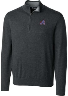 Cutter and Buck Atlanta Braves Mens Charcoal City Connect Lakemont Long Sleeve 1/4 Zip Pullover