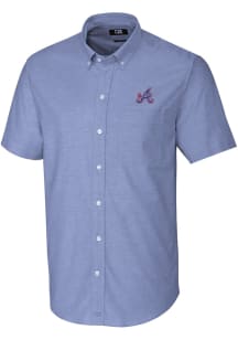 Cutter and Buck Atlanta Braves Mens Blue City Connect Oxford Short Sleeve Dress Shirt