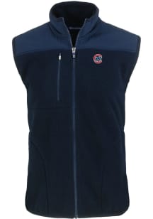 Cutter and Buck Chicago Cubs Big and Tall Navy Blue Cascade Sherpa Mens Vest
